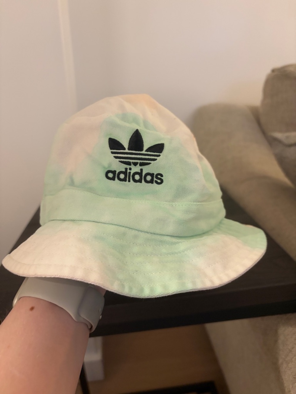 adidas Light Green and White Tie-Dye Bucket Hat